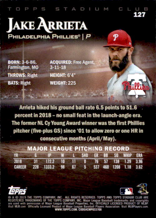 2019 Stadium Club (Topps) Baseball Part 1 Main Set Cards #1 to #150 - Picture 242 of 286