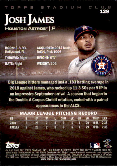 2019 Stadium Club (Topps) Baseball Part 1 Main Set Cards #1 to #150 - Picture 246 of 286