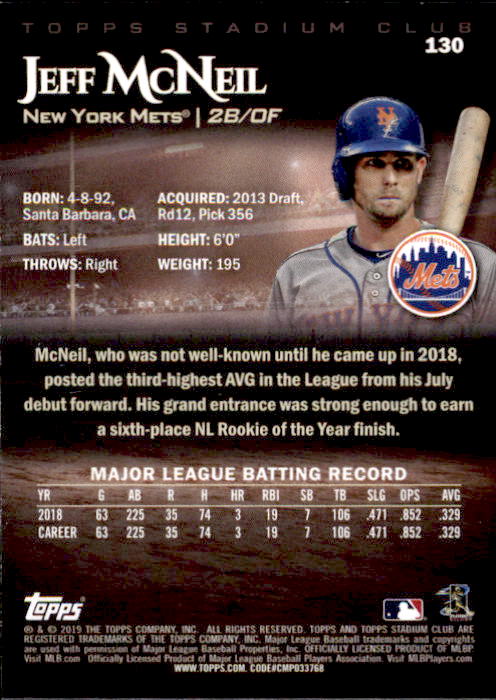 2019 Stadium Club (Topps) Baseball Part 1 Main Set Cards #1 to #150 - Picture 248 of 286