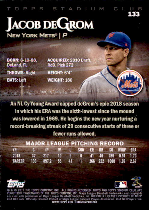 2019 Stadium Club (Topps) Baseball Part 1 Main Set Cards #1 to #150 - Picture 254 of 286