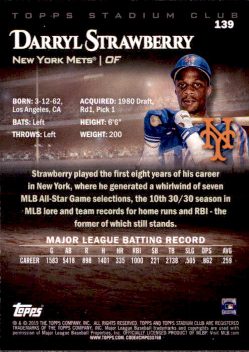 2019 Stadium Club (Topps) Baseball Part 1 Main Set Cards #1 to #150 - Picture 266 of 286
