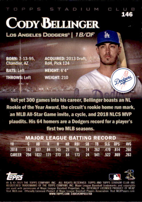 2019 Stadium Club (Topps) Baseball Part 1 Main Set Cards #1 to #150 - Picture 278 of 286