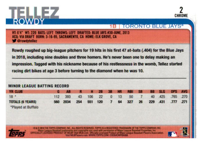 2019 Topps Chrome Baseball Part 1 Main Set Cards #1 to #204 - Picture 3 of 377