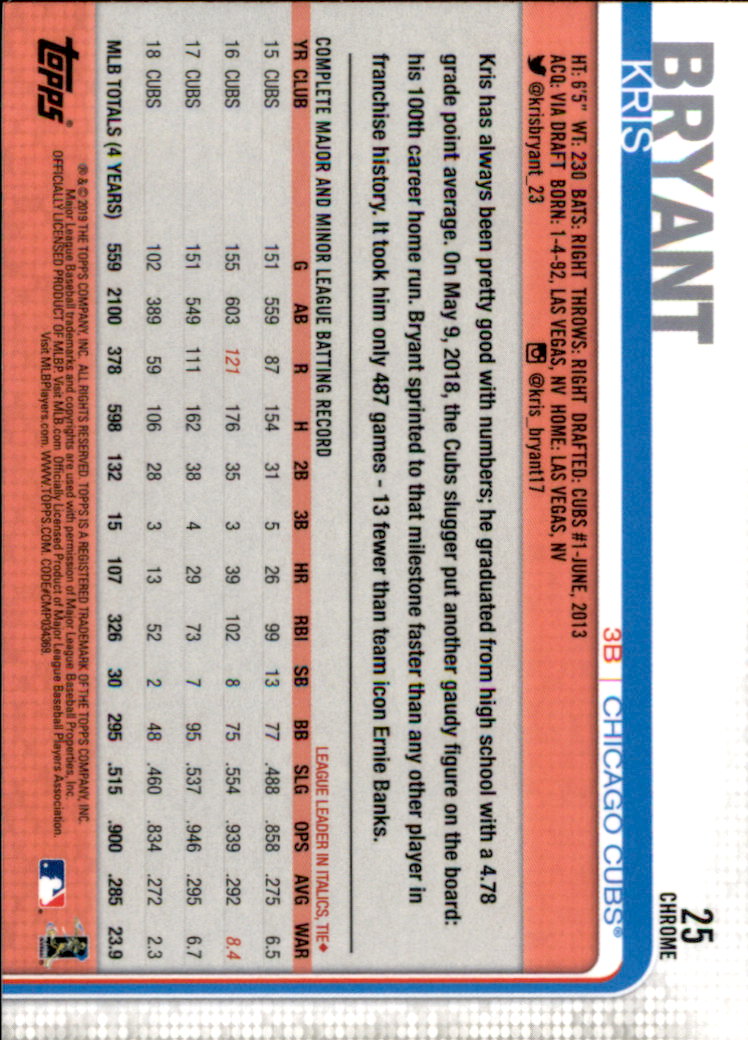 2019 Topps Chrome Baseball Part 1 Main Set Cards #1 to #204 - Picture 49 of 377