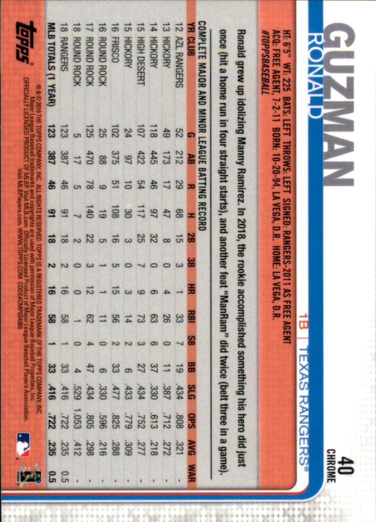 2019 Topps Chrome Baseball Part 1 Main Set Cards #1 to #204 - Picture 79 of 377
