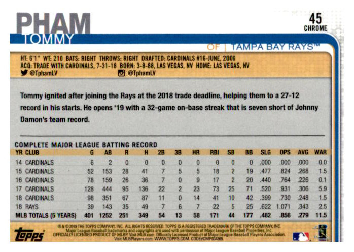 2019 Topps Chrome Baseball Part 1 Main Set Cards #1 to #204 - Picture 89 of 377