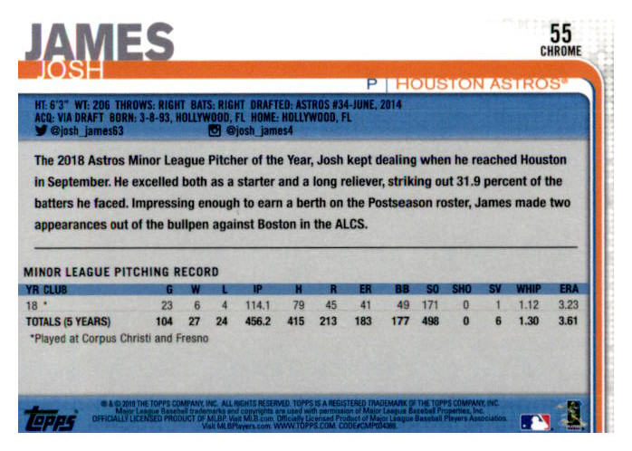 2019 Topps Chrome Baseball Part 1 Main Set Cards #1 to #204 - Picture 108 of 377