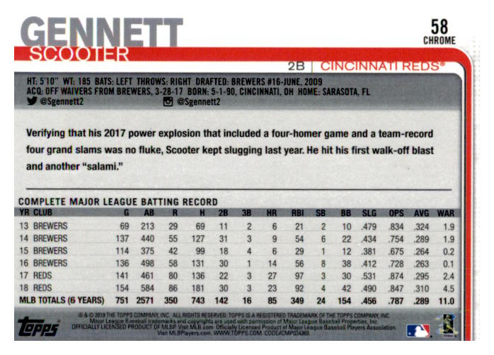 2019 Topps Chrome Baseball Part 1 Main Set Cards #1 to #204 - Picture 114 of 377