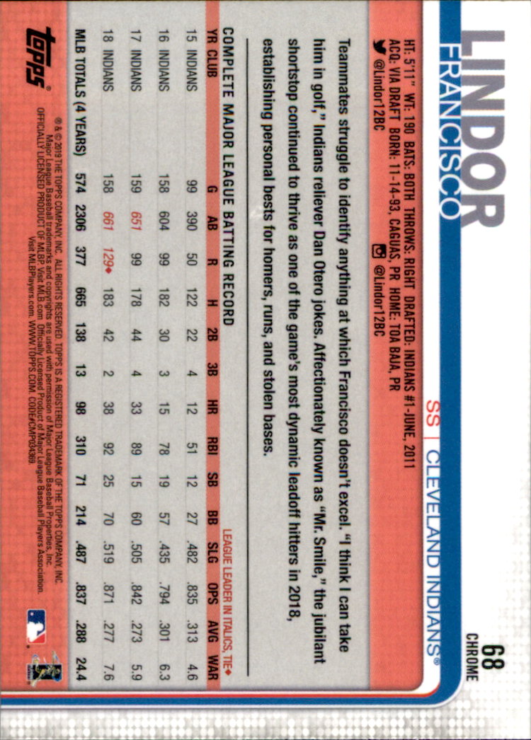 2019 Topps Chrome Baseball Part 1 Main Set Cards #1 to #204 - Picture 133 of 377