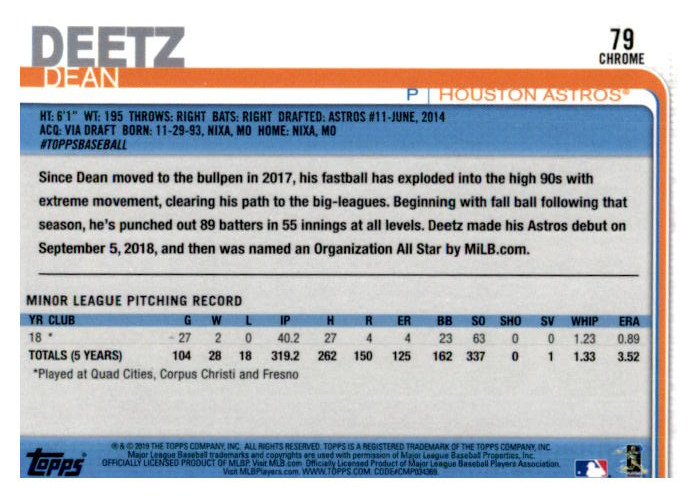 2019 Topps Chrome Baseball Part 1 Main Set Cards #1 to #204 - Picture 154 of 377