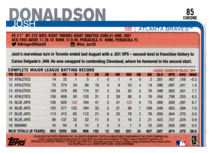 2019 Topps Chrome Baseball Part 1 Main Set Cards #1 to #204 - Picture 164 of 377