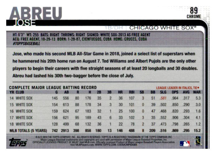 2019 Topps Chrome Baseball Part 1 Main Set Cards #1 to #204 - Picture 172 of 377