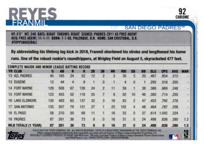 2019 Topps Chrome Baseball Part 1 Main Set Cards #1 to #204 - Picture 178 of 377