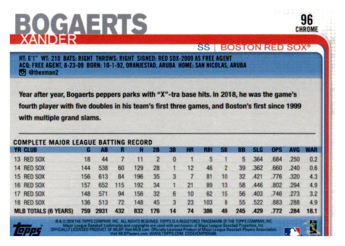 2019 Topps Chrome Baseball Part 1 Main Set Cards #1 to #204 - Picture 184 of 377