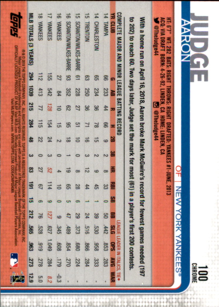 2019 Topps Chrome Baseball Part 1 Main Set Cards #1 to #204 - Picture 190 of 377