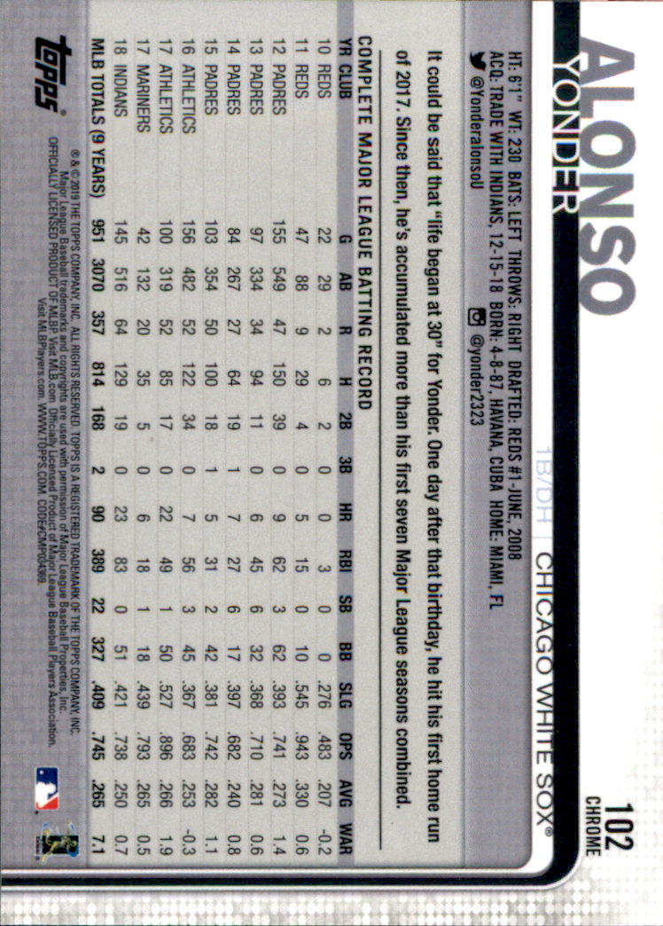 2019 Topps Chrome Baseball Part 1 Main Set Cards #1 to #204 - Picture 194 of 377