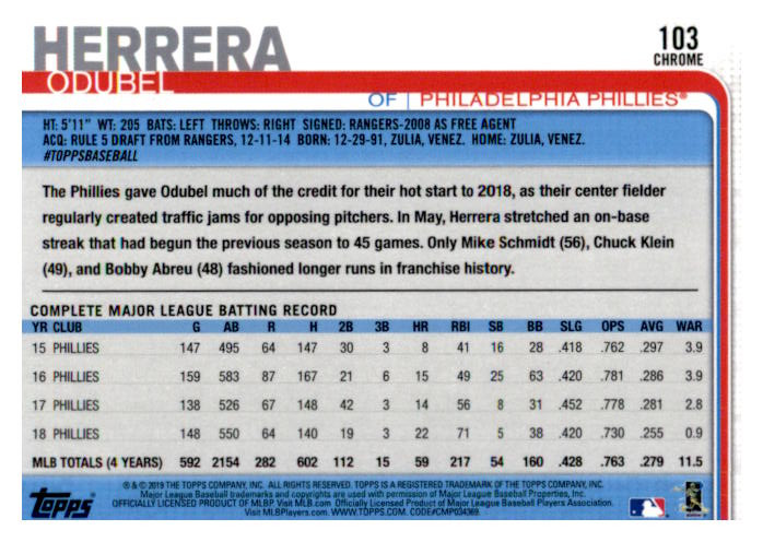 2019 Topps Chrome Baseball Part 1 Main Set Cards #1 to #204 - Picture 196 of 377