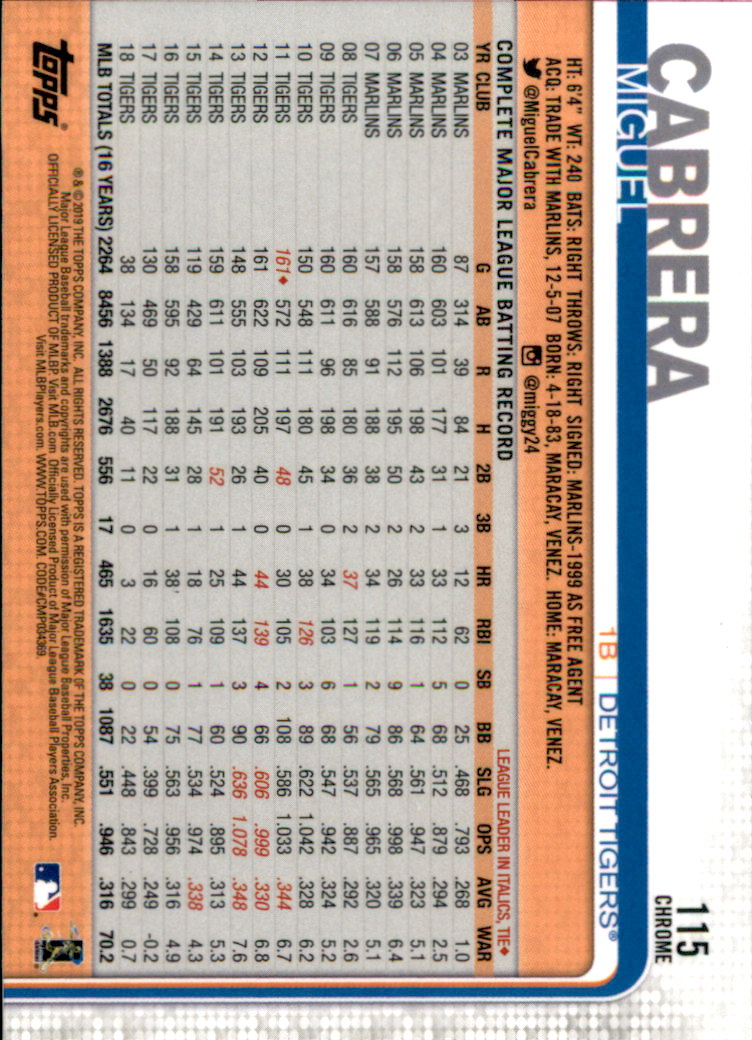 2019 Topps Chrome Baseball Part 1 Main Set Cards #1 to #204 - Picture 220 of 377