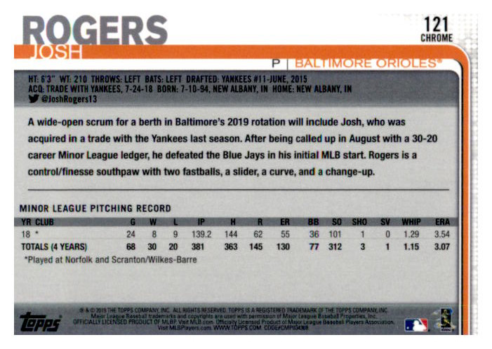 2019 Topps Chrome Baseball Part 1 Main Set Cards #1 to #204 - Picture 230 of 377