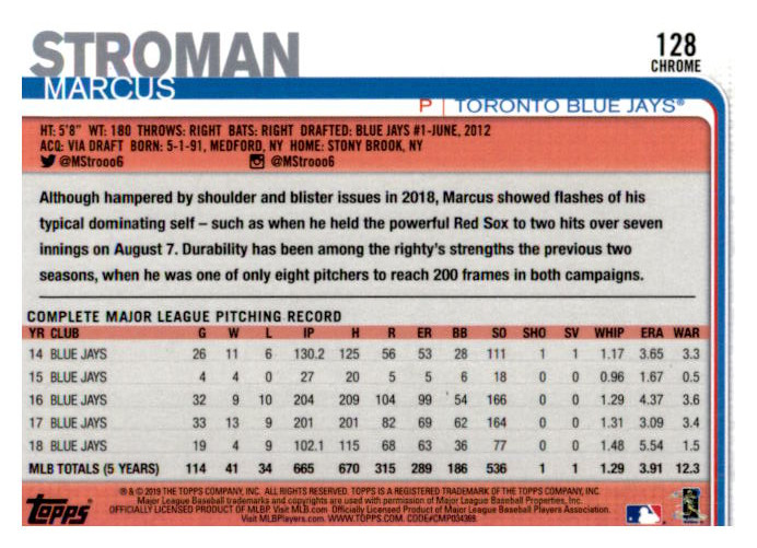2019 Topps Chrome Baseball Part 1 Main Set Cards #1 to #204 - Picture 244 of 377