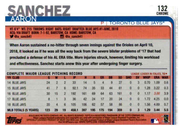 2019 Topps Chrome Baseball Part 1 Main Set Cards #1 to #204 - Picture 252 of 377