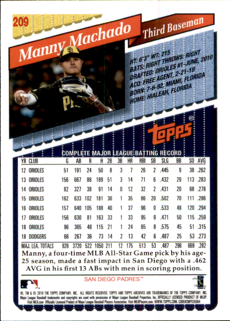 2019 Topps Archives Baseball Part 2 Main Set Cards #201 to #330 - Picture 19 of 225