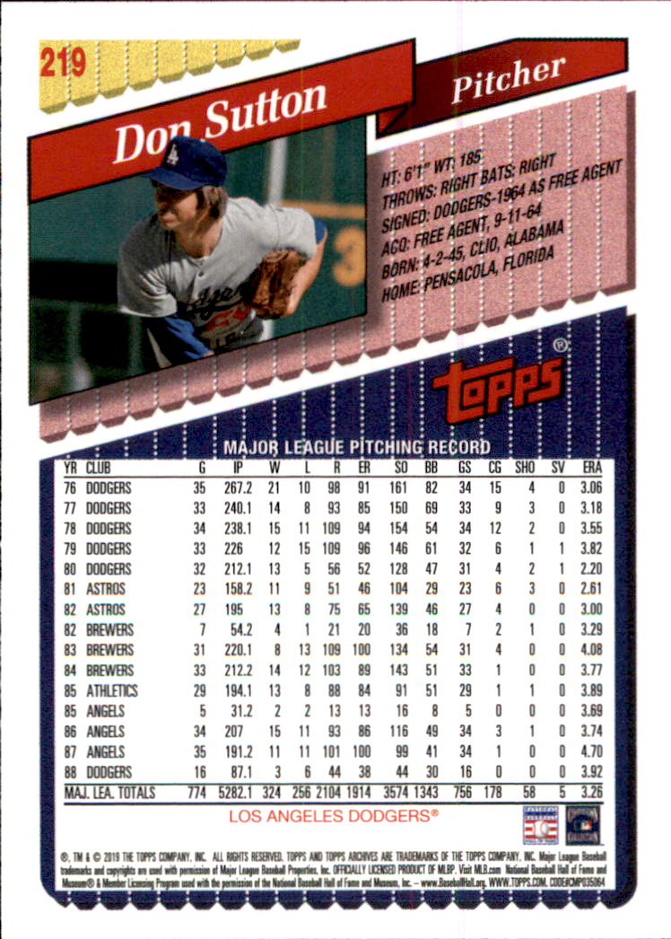 2019 Topps Archives Baseball Part 2 Main Set Cards #201 to #330 - Picture 39 of 225