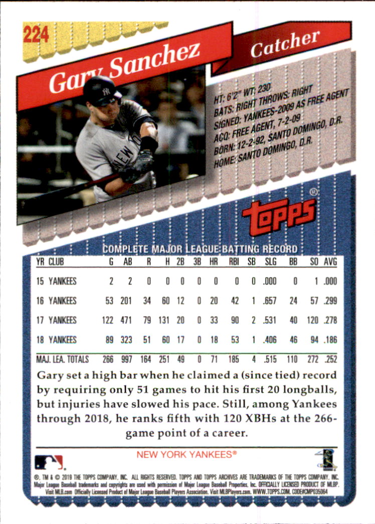 2019 Topps Archives Baseball Part 2 Main Set Cards #201 to #330 - Picture 49 of 225