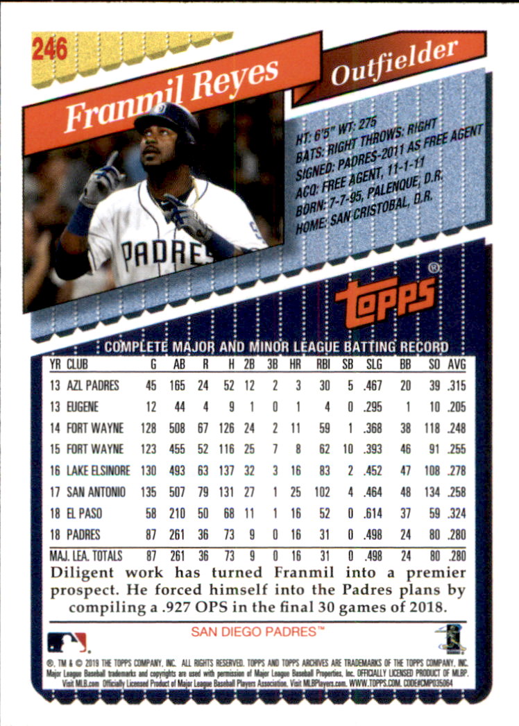 2019 Topps Archives Baseball Part 2 Main Set Cards #201 to #330 - Picture 91 of 225
