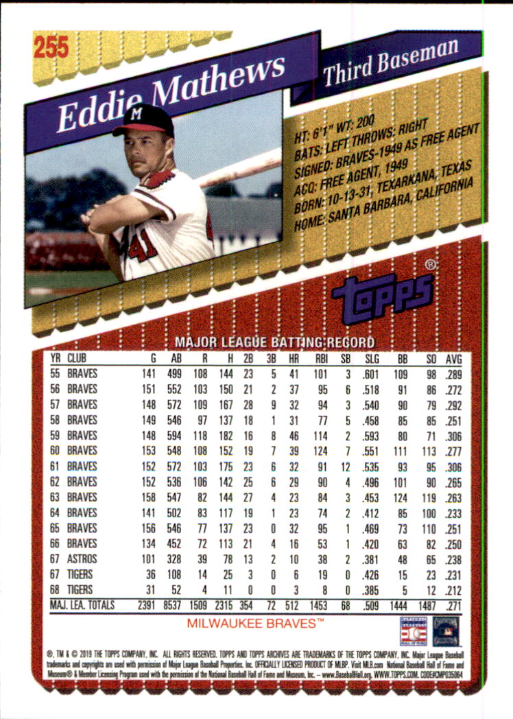 2019 Topps Archives Baseball Part 2 Main Set Cards #201 to #330 - Picture 109 of 225