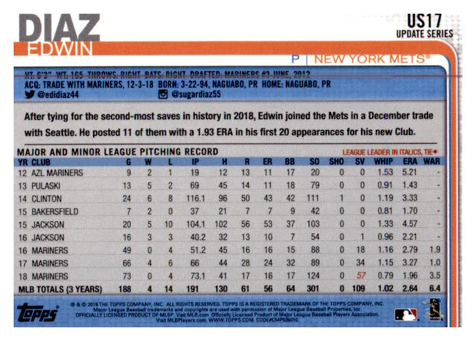 2019 Topps Update Baseball Part 1 Main Set Cards #US1 to #US150 - Picture 33 of 289