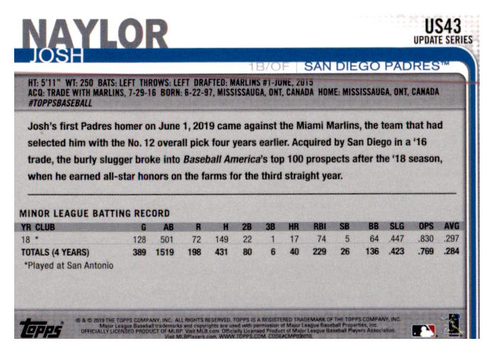 2019 Topps Update Baseball Part 1 Main Set Cards #US1 to #US150 - Picture 83 of 289
