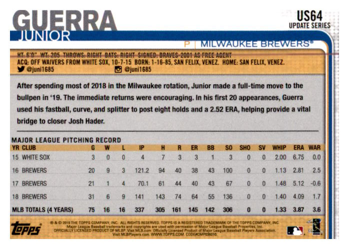 2019 Topps Update Baseball Part 1 Main Set Cards #US1 to #US150 - Picture 121 of 289
