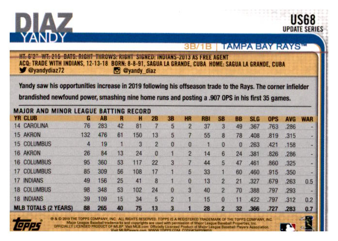 2019 Topps Update Baseball Part 1 Main Set Cards #US1 to #US150 - Picture 129 of 289