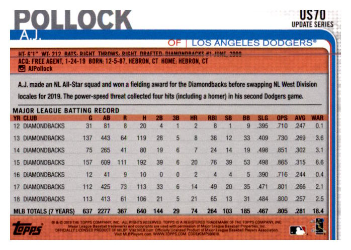 2019 Topps Update Baseball Part 1 Main Set Cards #US1 to #US150 - Picture 133 of 289