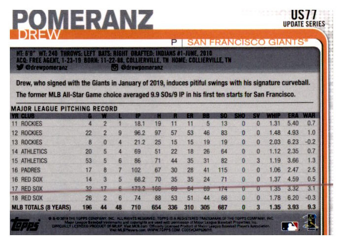 2019 Topps Update Baseball Part 1 Main Set Cards #US1 to #US150 - Picture 147 of 289