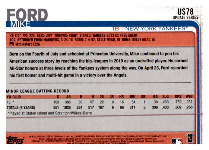 2019 Topps Update Baseball Part 1 Main Set Cards #US1 to #US150 - Picture 149 of 289