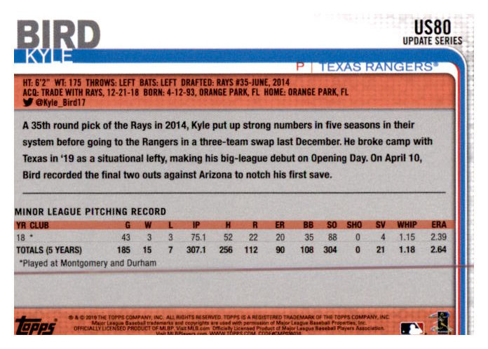2019 Topps Update Baseball Part 1 Main Set Cards #US1 to #US150 - Picture 153 of 289
