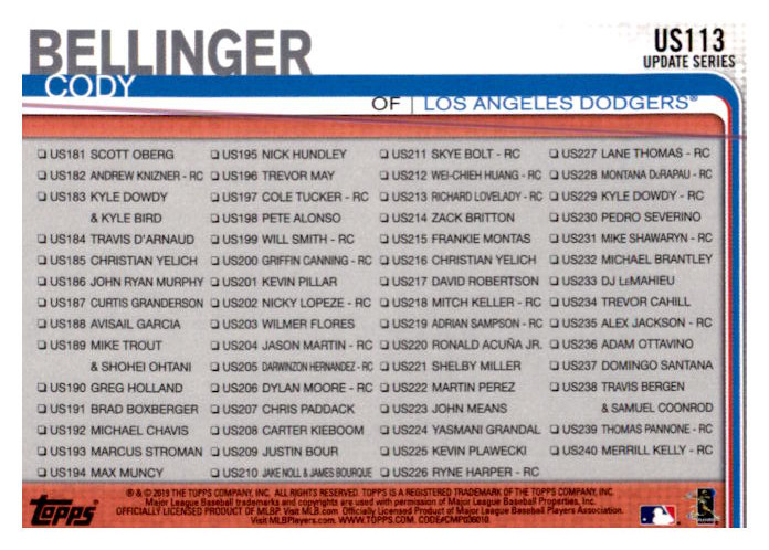 2019 Topps Update Baseball Part 1 Main Set Cards #US1 to #US150 - Picture 215 of 289