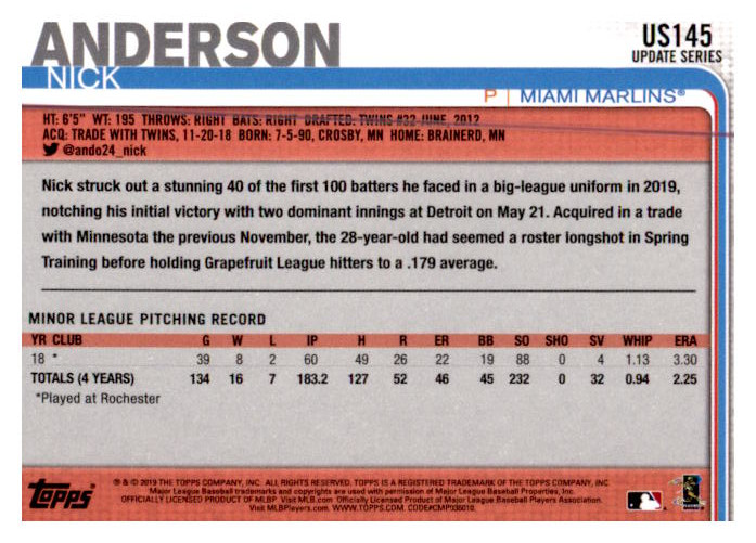 2019 Topps Update Baseball Part 1 Main Set Cards #US1 to #US150 - Picture 279 of 289