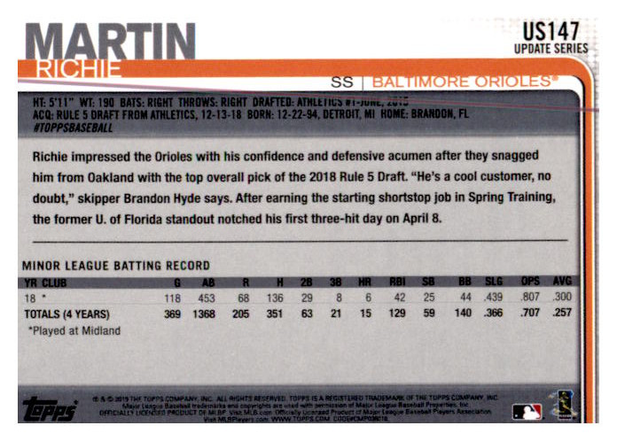 2019 Topps Update Baseball Part 1 Main Set Cards #US1 to #US150 - Picture 283 of 289