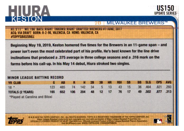 2019 Topps Update Baseball Part 1 Main Set Cards #US1 to #US150 - Picture 289 of 289