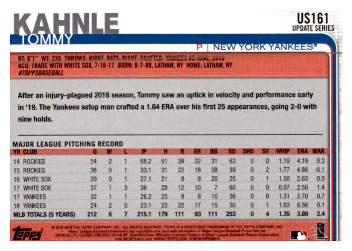 2019 Topps Update Baseball Part 2 Main Set Cards #US151 to #US300 - Picture 23 of 289