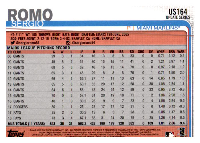 2019 Topps Update Baseball Part 2 Main Set Cards #US151 to #US300 - Picture 29 of 289