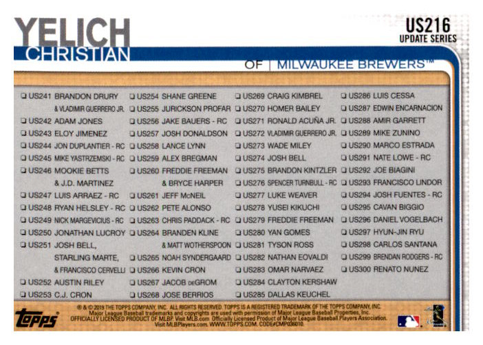 2019 Topps Update Baseball Part 2 Main Set Cards #US151 to #US300 - Picture 133 of 289