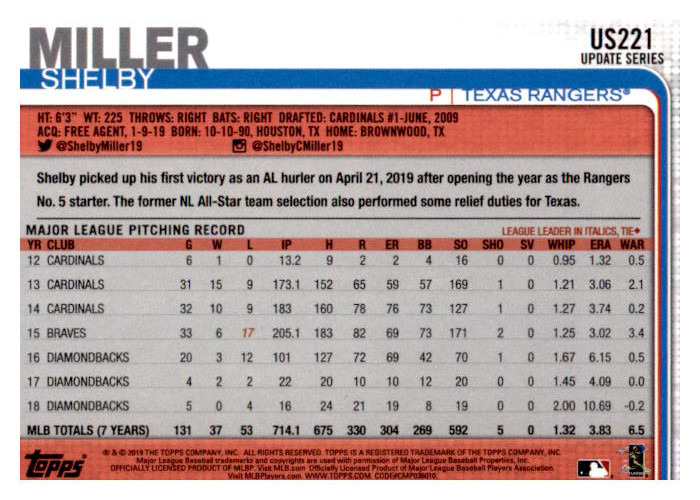 2019 Topps Update Baseball Part 2 Main Set Cards #US151 to #US300 - Picture 143 of 289