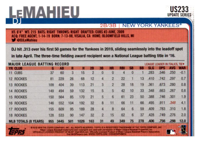 2019 Topps Update Baseball Part 2 Main Set Cards #US151 to #US300 - Picture 163 of 289