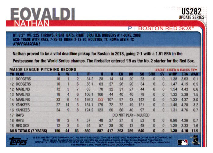 2019 Topps Update Baseball Part 2 Main Set Cards #US151 to #US300 - Picture 257 of 289