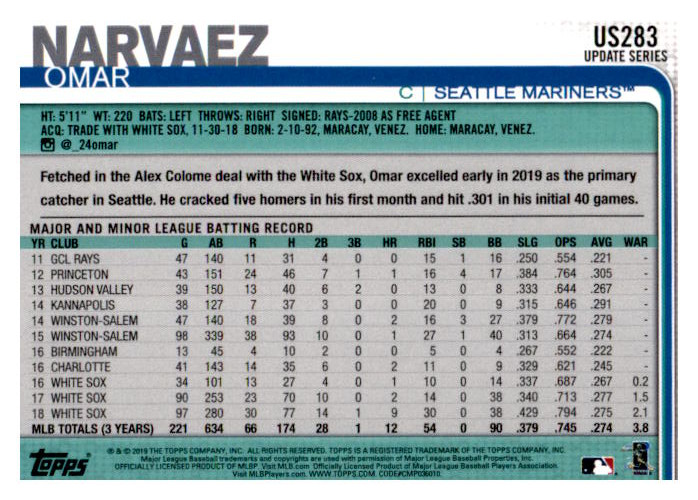 2019 Topps Update Baseball Part 2 Main Set Cards #US151 to #US300 - Picture 259 of 289