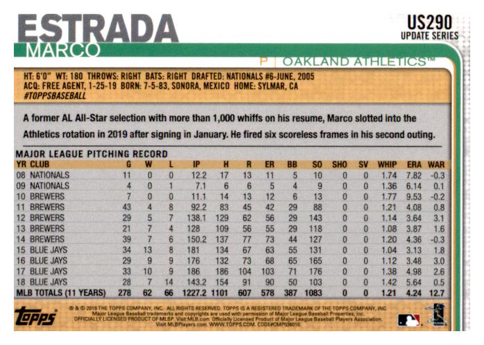 2019 Topps Update Baseball Part 2 Main Set Cards #US151 to #US300 - Picture 273 of 289